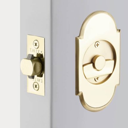 Emtek #8 Classic Arched Pocket Door Tubular Lock in Polished Brass Finish (US3)