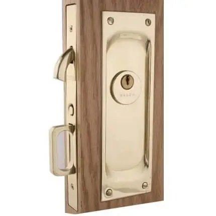 Emtek Classic Pocket Door Mortise Lock in Polished Brass Finish (US3)
