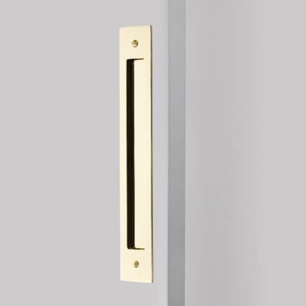 Emtek #220314 Brass Flush Door Pulls or Cabinet Handle - Modern Rectangular Polished Brass - Lifetime (US3) Finished