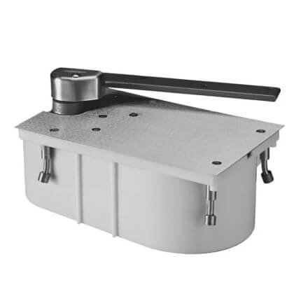 Norton 27 Series, Floor Door Closer, Single Acting, 180° Opening, Heavy Duty, 3/4" Offset, Non-hold Open, Bright Brass Finish