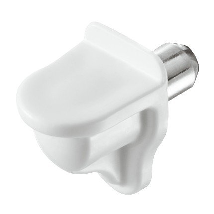 Hafele Shelf Support, for 13/64" (5 mm) diameter hole, Plastic with Steel Pin, White