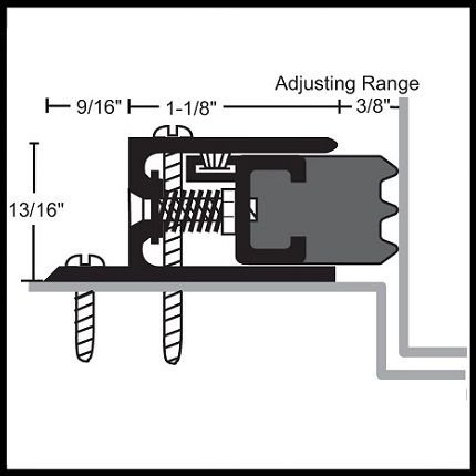 NGP 304N Door Gasket, 1.6875" Aluminum Casing with Spring Adjustable .375" Neoprene Seal