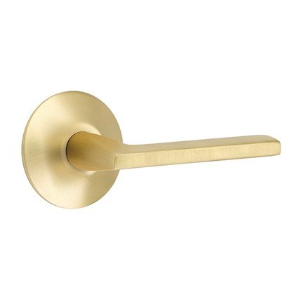 Emtek Helios Door Handle, Modern Classic Brass, Passage, Modern Rosette, Satin Brass (US4) Finish