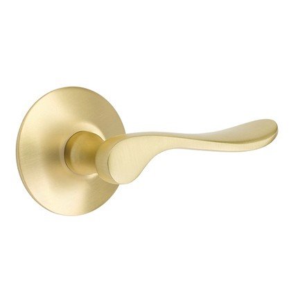 Emtek Luzern Door Handle, Modern Classic Brass, Passage, Modern Rosette, Satin Brass (US4) Finish