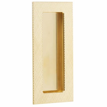 Emtek #222304 Modern Rectangular Knurled with Plain Pocket Flush Pull, Unlacquered Brass (US3NL)