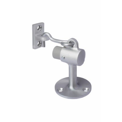 Rockwood 472 Cast Brass Floor Mounted Door Stop With Keeper, 3-3/4" Height, Satin Chrome Finish - QuickShip