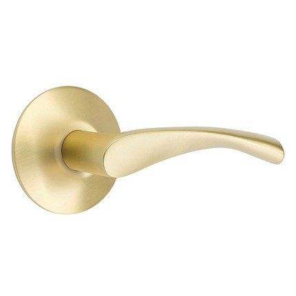 Emtek Triton Door Handle, Modern Designer Brass, Passage, Modern Rosette, Satin Brass (US4) Finish