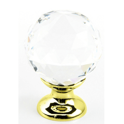 Stargaze, Crystal Round Knob - Polished Brass