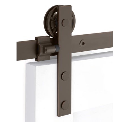 Emtek Modern Rectangular Face Mount Barn Door Hanger in US10B Finish