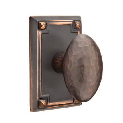 Emtek Hammered Door Knobs, Arts & Crafts, Passage, Arts & Crafts Rosette, Oil Rubbed Bronze (US10B) Finish