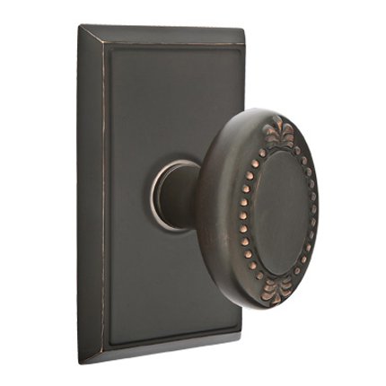 Emtek 8121BE American Heritage Classic Brass Beaded Egg Knob, Rectangular Rosette