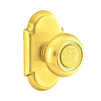 Emtek Belmont Door Knob, Designer Brass, Passage, #8 Rosette, Polished Brass - Lifetime (US3) Finish