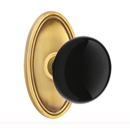 Emtek 8120EB American Heritage Ebony Knob, Oval Rosette