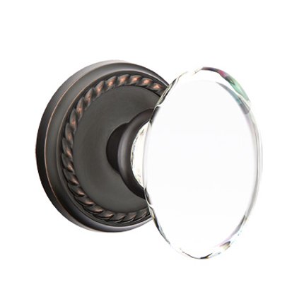 Emtek 8101HT American Heritage Crystal Hampton Knob, Rope Rosette
