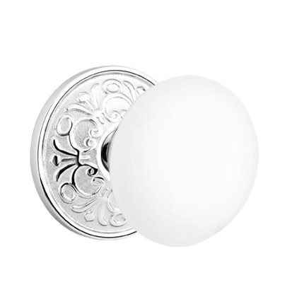 Emtek 8106IW American Heritage Ice White Knob, Lancaster Rosette