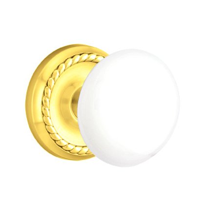 Emtek 8101IW American Heritage Ice White Knob, Rope Rosette