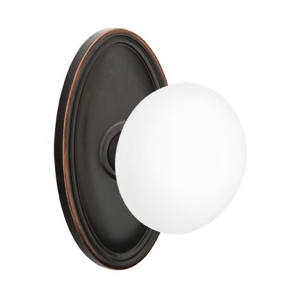 Emtek 8120IW American Heritage Ice White Knob, Oval Rosette