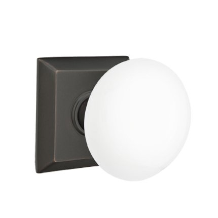 Emtek 8131IW American Heritage Ice White Knob, Quincy Rosette