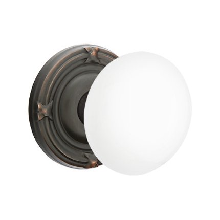 Emtek 8107IW American Heritage Ice White Knob, Ribbon & Reed Rosette