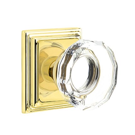 Emtek 8161LW American Heritage Lowell Crystal Knob, Wilshire Rosette