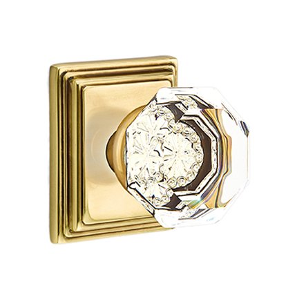 Emtek 8161OT American Heritage Crystal Old Town Clear Knob, Wilshire Rosette