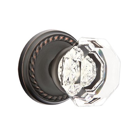 Emtek 8101OT American Heritage Crystal Old Town Clear Knob, Rope Rosette