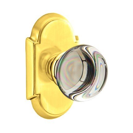 Emtek Providence Glass Door Knob, Glass Knobset, Passage, #8 Rosette, Polished Brass - Lifetime (US3) Finish