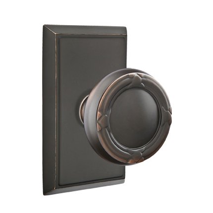 Emtek 8121RBK American Heritage Classic Brass Ribbon & Reed Knob, Rectangular Rosette