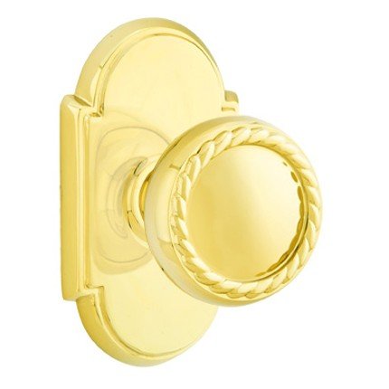 Emtek Rope Door Knob, Designer Brass, Passage, #8 Rosette, Polished Brass - Lifetime (US3) Finish