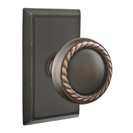 Emtek 8121RK American Heritage Classic Brass Rope Knob, Rectangular Rosette