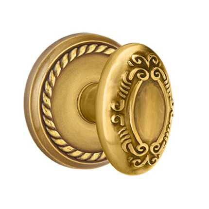 Emtek 8101V American Heritage Classic Brass Victoria Knob, Rope Rosette