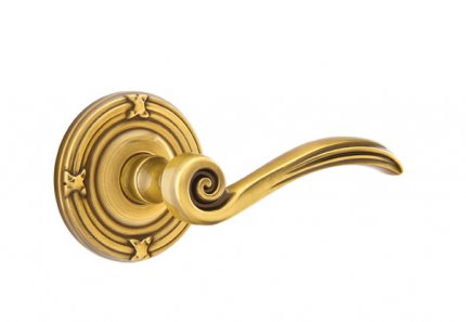 Emtek 8107EN American Heritage Classic Brass Elan Lever, Ribbon & Reed Rosette
