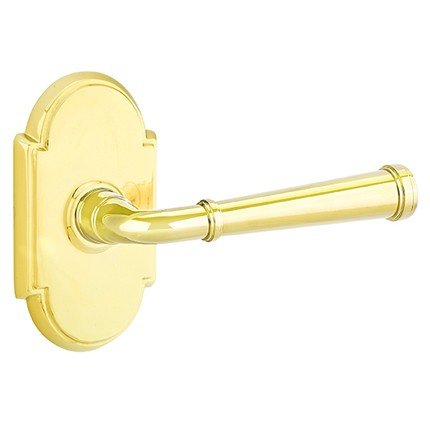 Emtek Merrimack Door Handle, Classic Brass, Passage, #8 Rosette, Polished Brass - Lifetime (US3) Finish