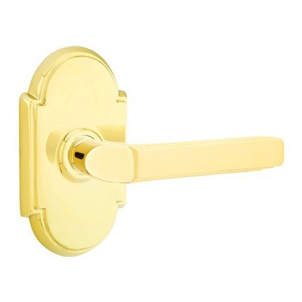 Emtek Milano Door Handle, Classic Brass, Passage, #8 Rosette, Polished Brass - Lifetime (US3) Finish