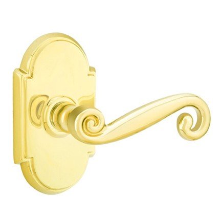 Emtek Rustic Door Handle, Designer Brass, Passage, #8 Rosette, Polished Brass - Lifetime (US3) Finish