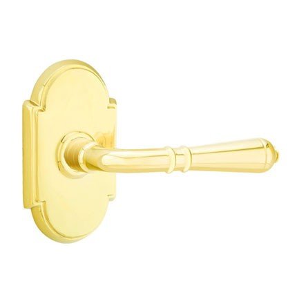 Emtek Turino Door Handle, Classic Brass, Passage, #8 Rosette, Polished Brass - Lifetime (US3) Finish