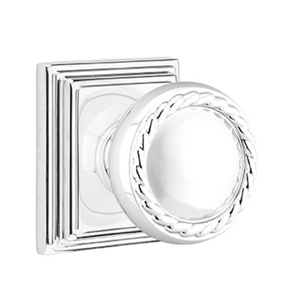 Emtek 8161RK American Heritage Classic Brass Rope Knob, Wilshire Rosette