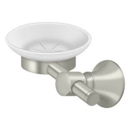 Deltana 88 Bath Series, Frosted Glass Soap Dish Satin Nickel (US15) Finished