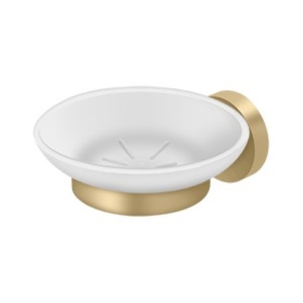 Deltana BBS Bath Series Solid Brass, Frosted Glass Soap Dish Satin Brass (US4) Finished
