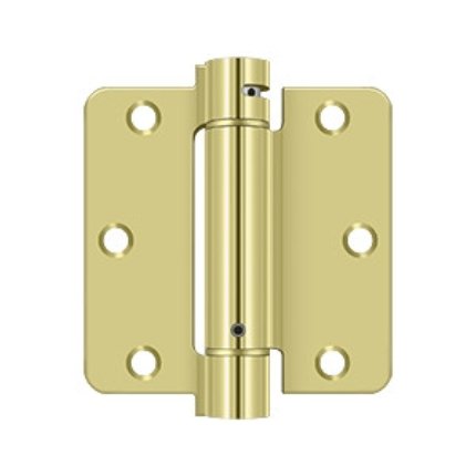 Deltana DTDSH35R4, Single Acting Spring, Polished Brass (US3), Full Mortise