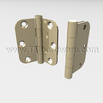 Deltana, Plain Bearing, Brass, Residential Grade, 5 Knuckle, Full Mortise, 5/8" Radius Hinge, 3.5" x 3.5"