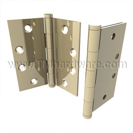 Deltana, Plain Bearing, Brass, Standard Weight, 5 Knuckle, Full Mortise Hinge, 4.5" x 4.5"