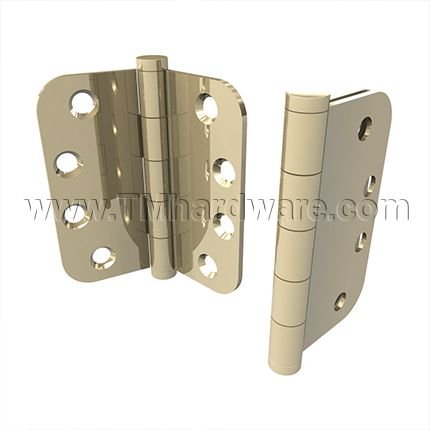 Deltana, Plain Bearing, Brass, Residential Grade, 5 Knuckle, Full Mortise, 5/8" Radius Hinge, 4" x 4"