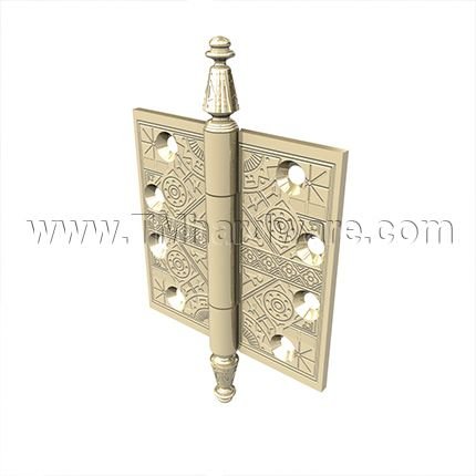 Deltana, Plain Bearing, Brass, Standard Weight, 3 Knuckle, Full Mortise, Ornate Hinge, 4" x 4"