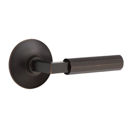 Emtek 5107LSFA Contemporary Modern Brass L-Square Faceted Lever, Modern Rosette