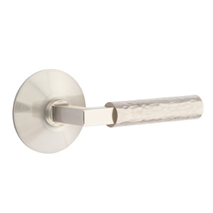 Emtek 5107LSHA Contemporary Modern Brass L-Square Hammered Lever, Modern Rosette