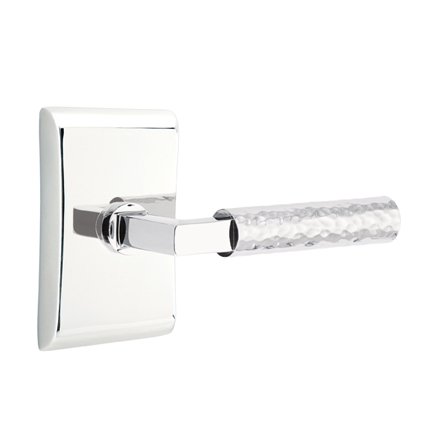 Emtek 5111LSHA Contemporary Modern Brass L-Square Hammered Lever, Neos Rosette