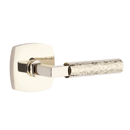Emtek 5316LSHA Contemporary Modern Brass L-Square Hammered Lever, Urban Modern Rosette