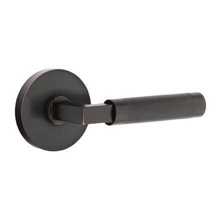 Emtek 5109LSKN Contemporary Modern Brass L-Square Knurled Lever, Disk Rosette