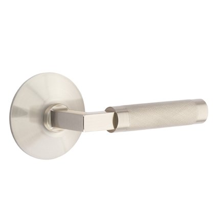 Emtek 5107LSKN Contemporary Modern Brass L-Square Knurled Lever, Modern Rosette